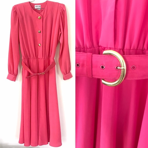 Vintage Dresses & Skirts - Vintage 1980’s hot pink secretary dress